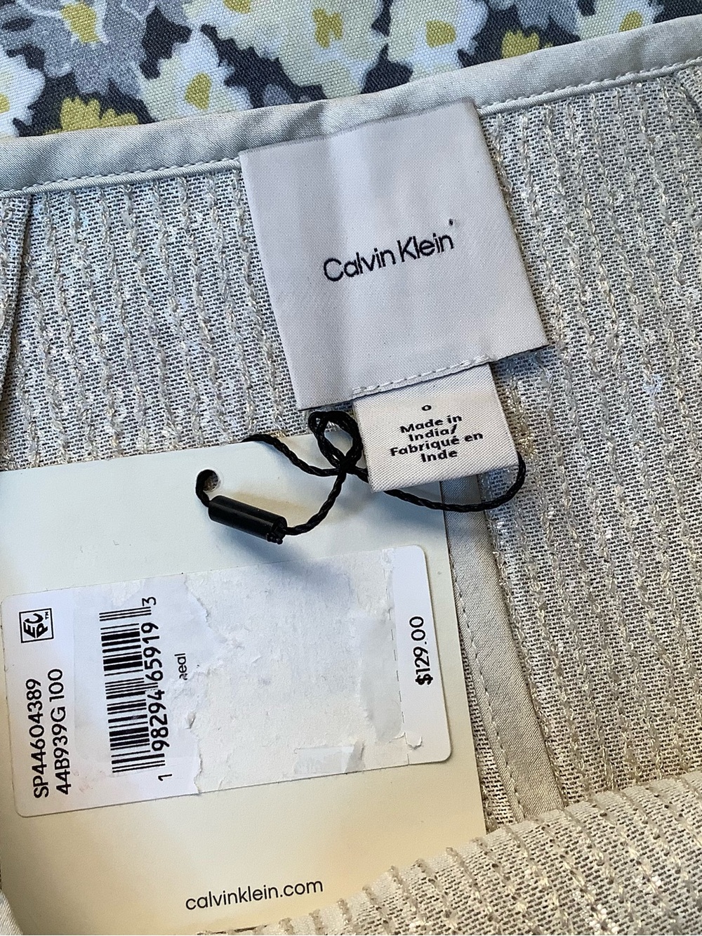 Calvin Klein Silver Metallic Elastic Belt
